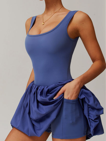 GraceFlow Backless Pleated Tennis Dress