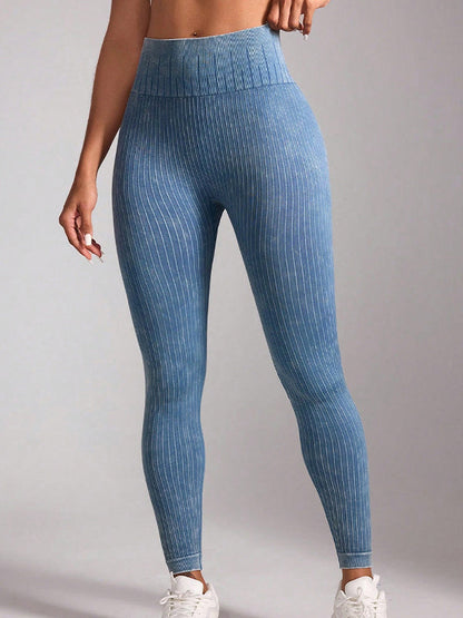 Denim-Inspired Scrunch High-Waist Leggings