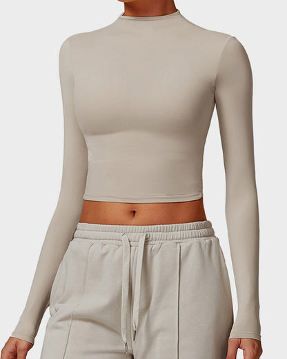 Long Sleeve Mock Neck Fitted Top