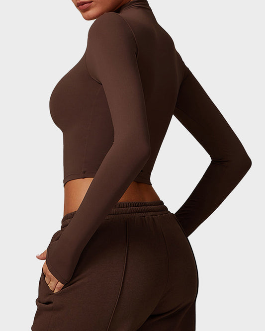 Long Sleeve Mock Neck Fitted Top