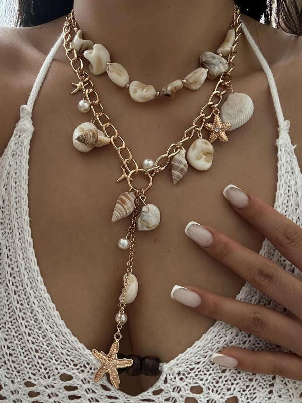 Elegant Pearl Conch Shell Pendant Necklace