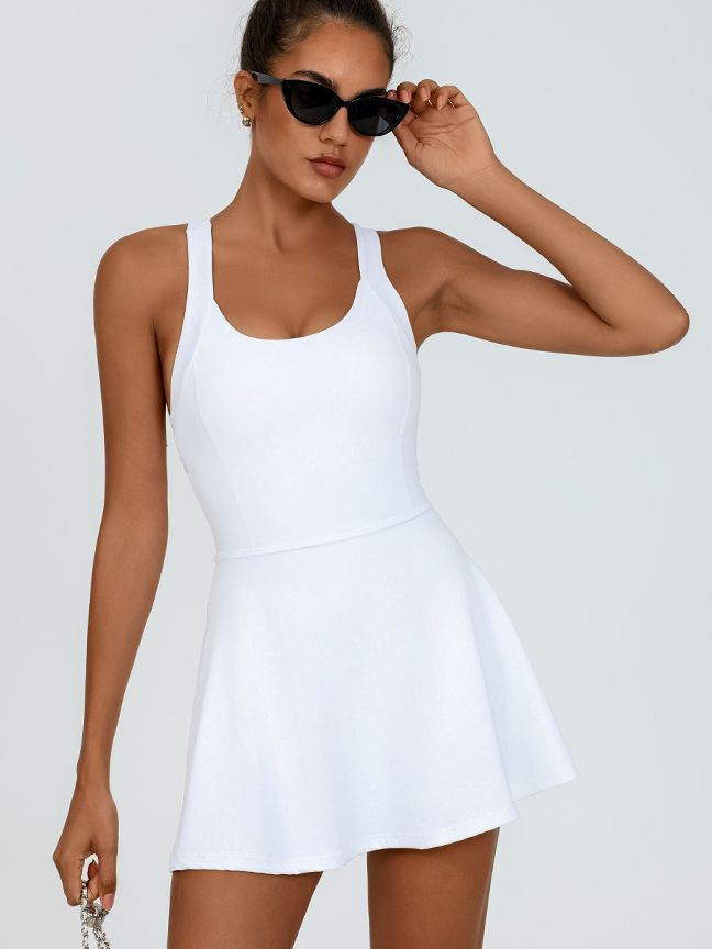 Sculpted Elegance Crossback Tennis Dress