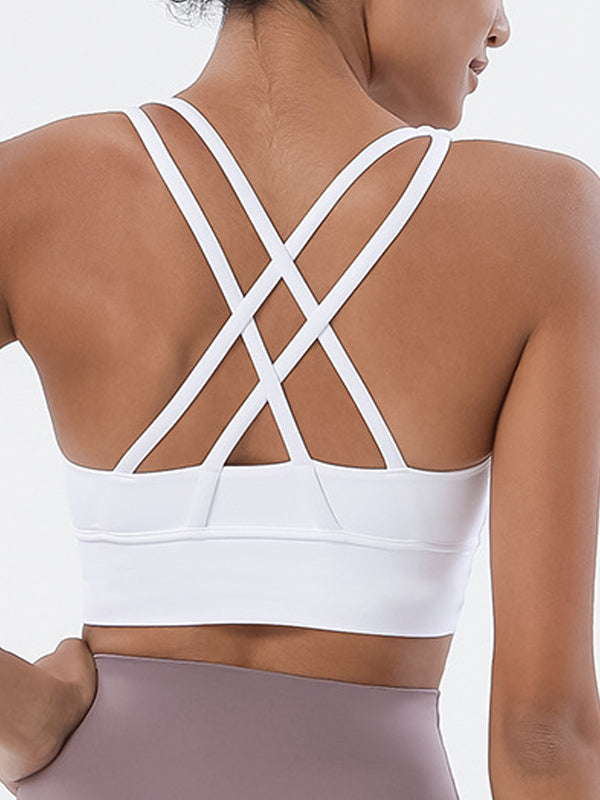 U Collar Cross Back Seamless Sports Bras