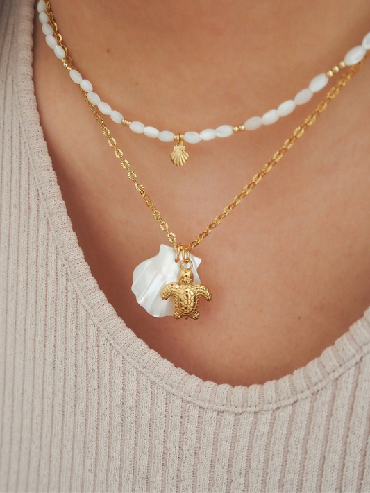 Golden Ocean Charm Layered Necklace