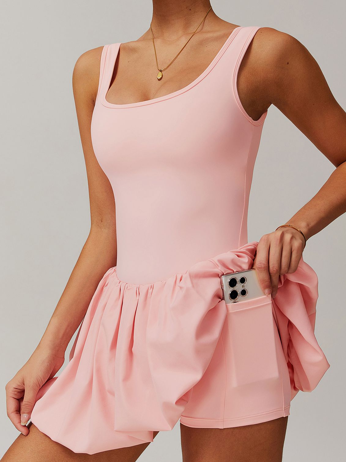 GraceFlow Backless Pleated Tennis Dress
