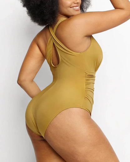 Figure-Flattering Plunge Shaping Swimsuit