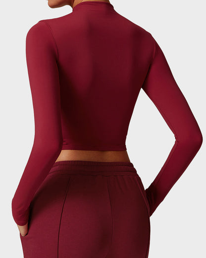Long Sleeve Mock Neck Fitted Top