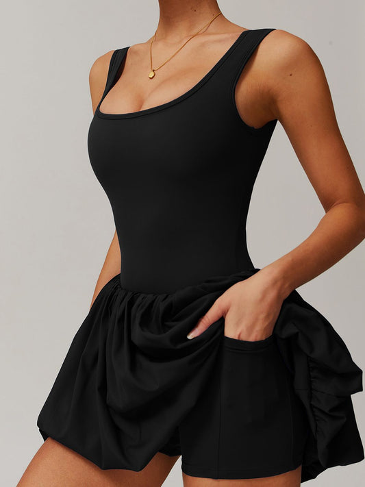 GraceFlow Backless Pleated Tennis Dress