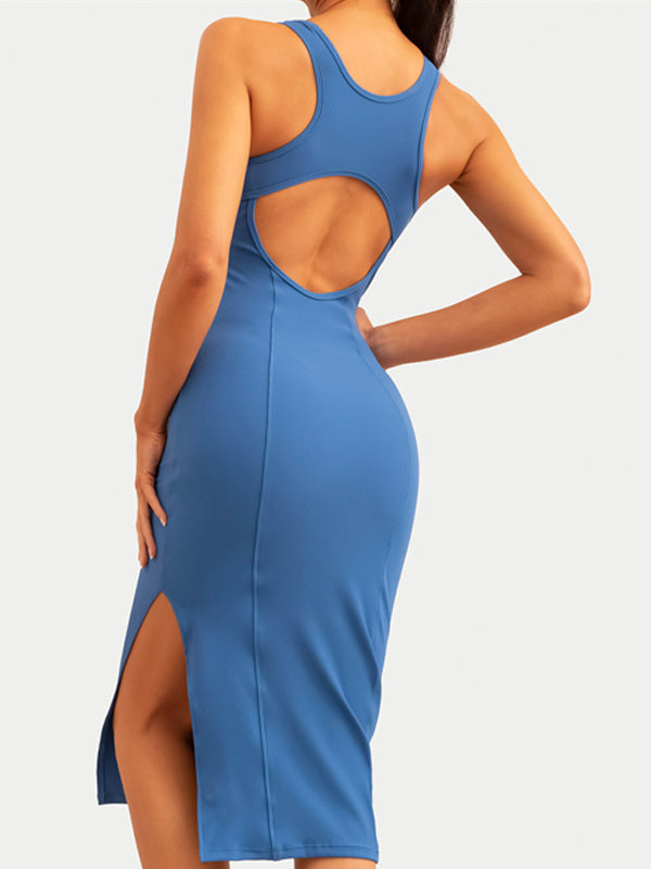 Yoga Elastic Tight Hollow Out Short Dress