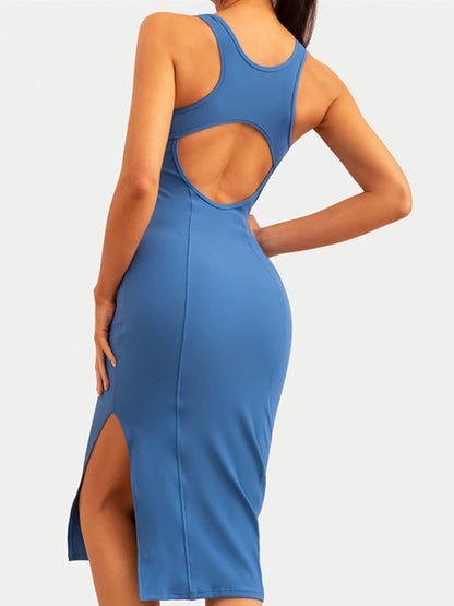 Yoga Elastic Tight Hollow Out Short Dress