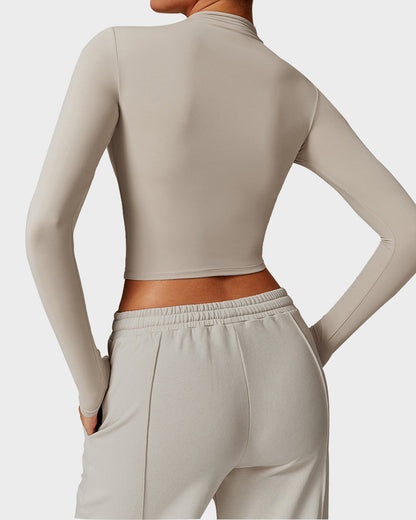Long Sleeve Mock Neck Fitted Top