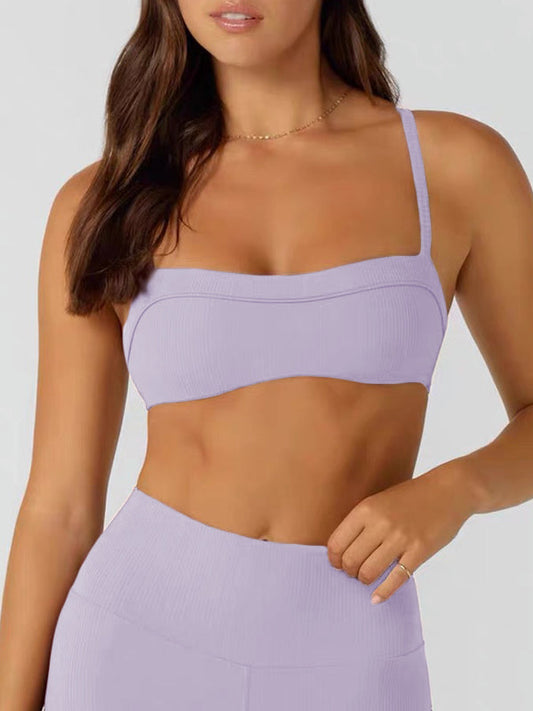 Solid Color Hollow Cross Back Sports Bra
