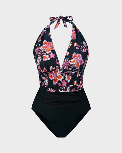 Halter Neck Backless One-Piece Swimsuit