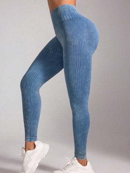 Denim-Inspired Scrunch High-Waist Leggings