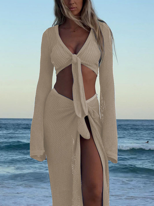 Fishnet Swimwear Cover-up Dress 2-Pieces Set