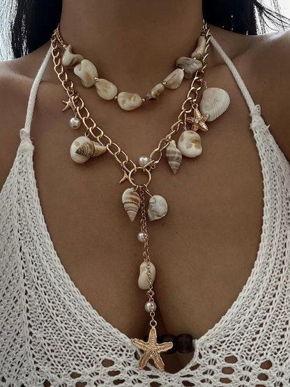 Elegant Pearl Conch Shell Pendant Necklace