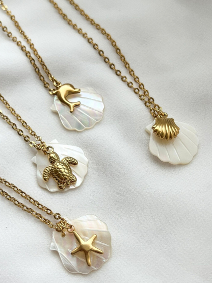Golden Ocean Charm Layered Necklace
