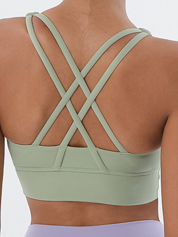U Collar Cross Back Seamless Sports Bras