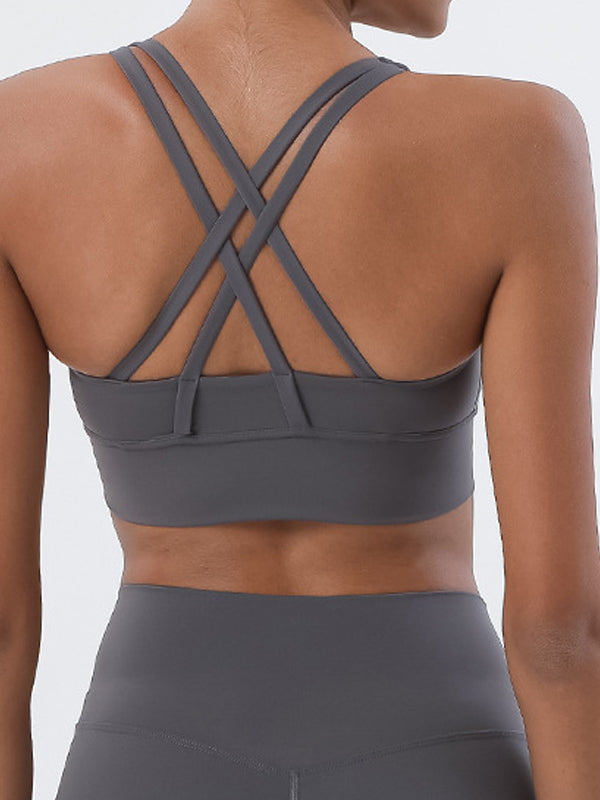 U Collar Cross Back Seamless Sports Bras
