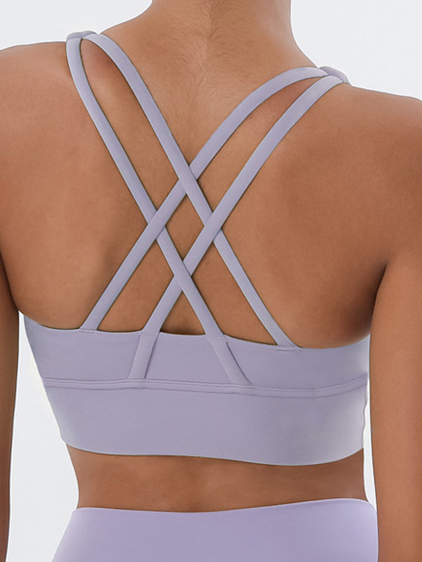 U Collar Cross Back Seamless Sports Bras