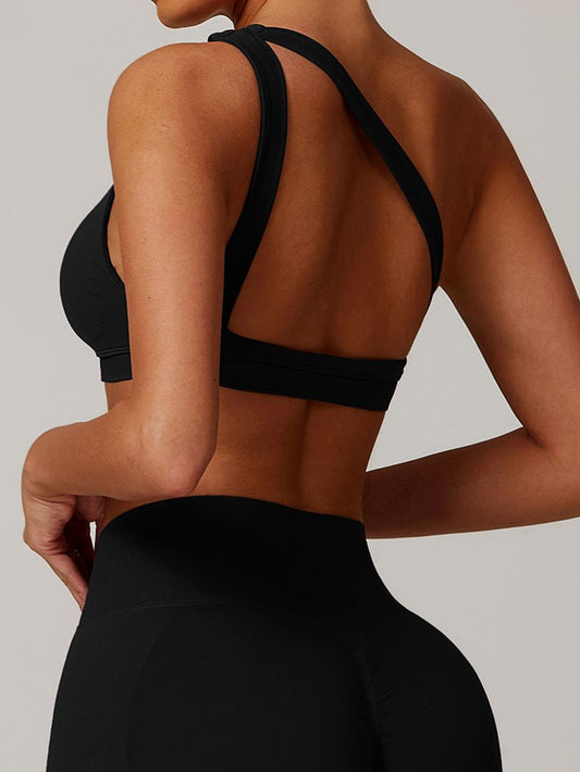 Solid Color Hollow Back Tailored Sports Bra