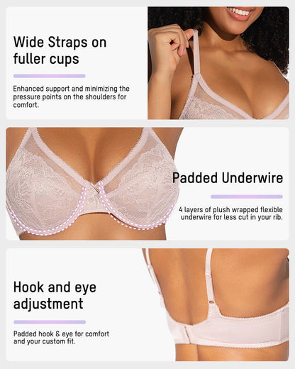 Petal Lace Minimizer Bra for Summer