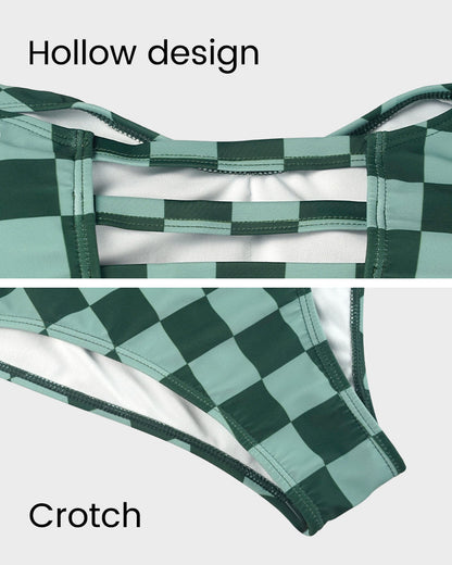 Vintage Green Check One-Piece Swimsuit