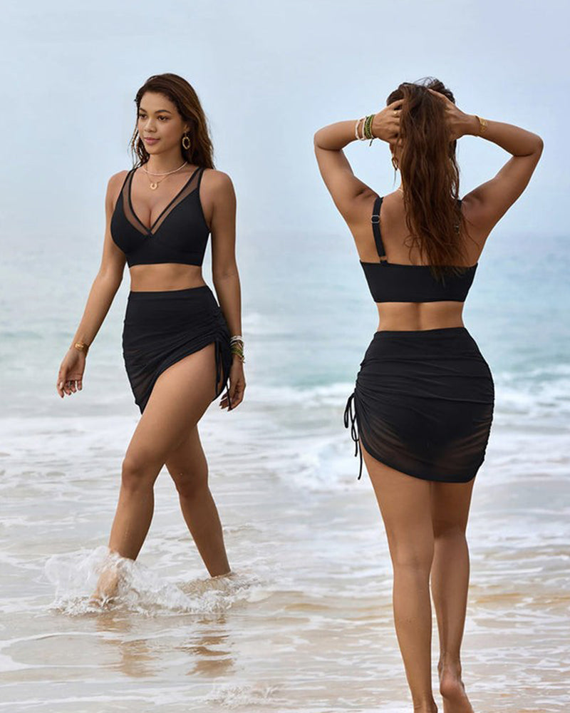 Mesh High-Waist Tummy Control Bikini Set