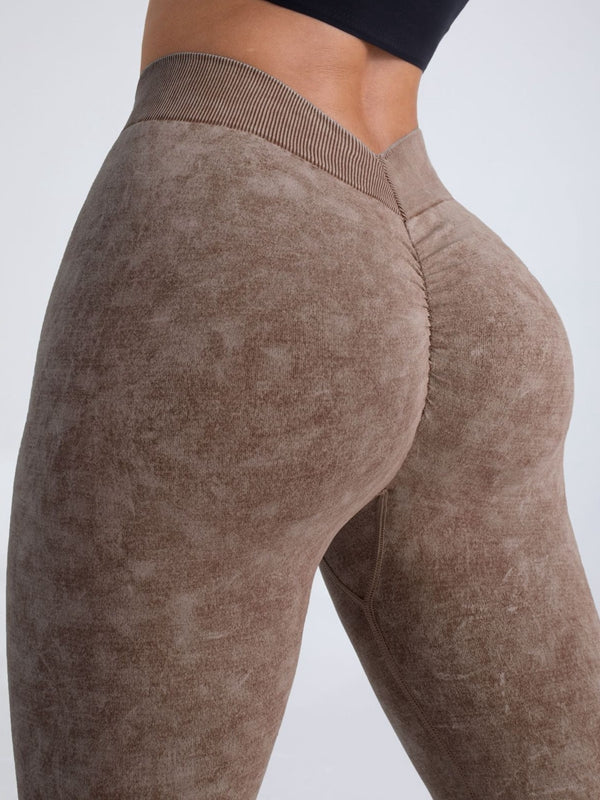 Deep V Back Denim  Scrunch Bum Leggings