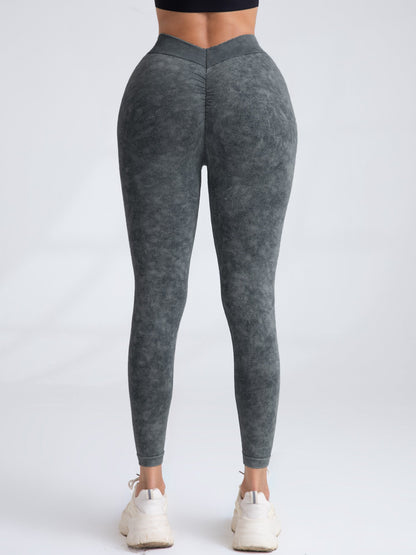 Deep V Back Denim  Scrunch Bum Leggings