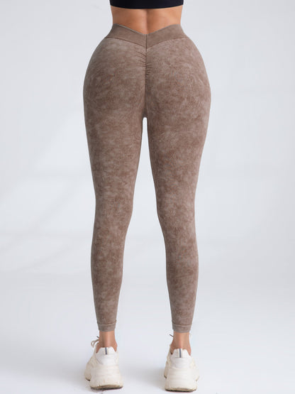Deep V Back Denim  Scrunch Bum Leggings