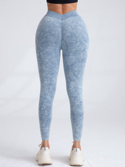 Deep V Back Denim  Scrunch Bum Leggings