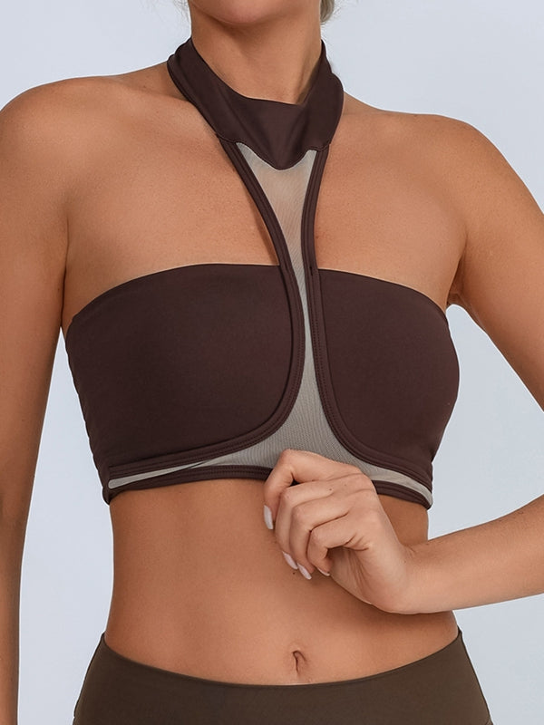 Sexy Mesh Backless Sports Bra