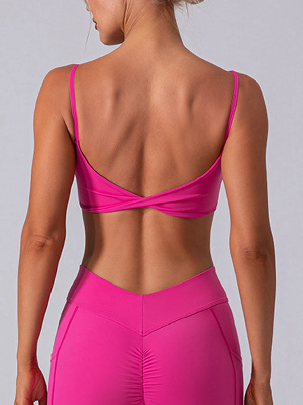 Sleek Twist Back Casual Sports Bra