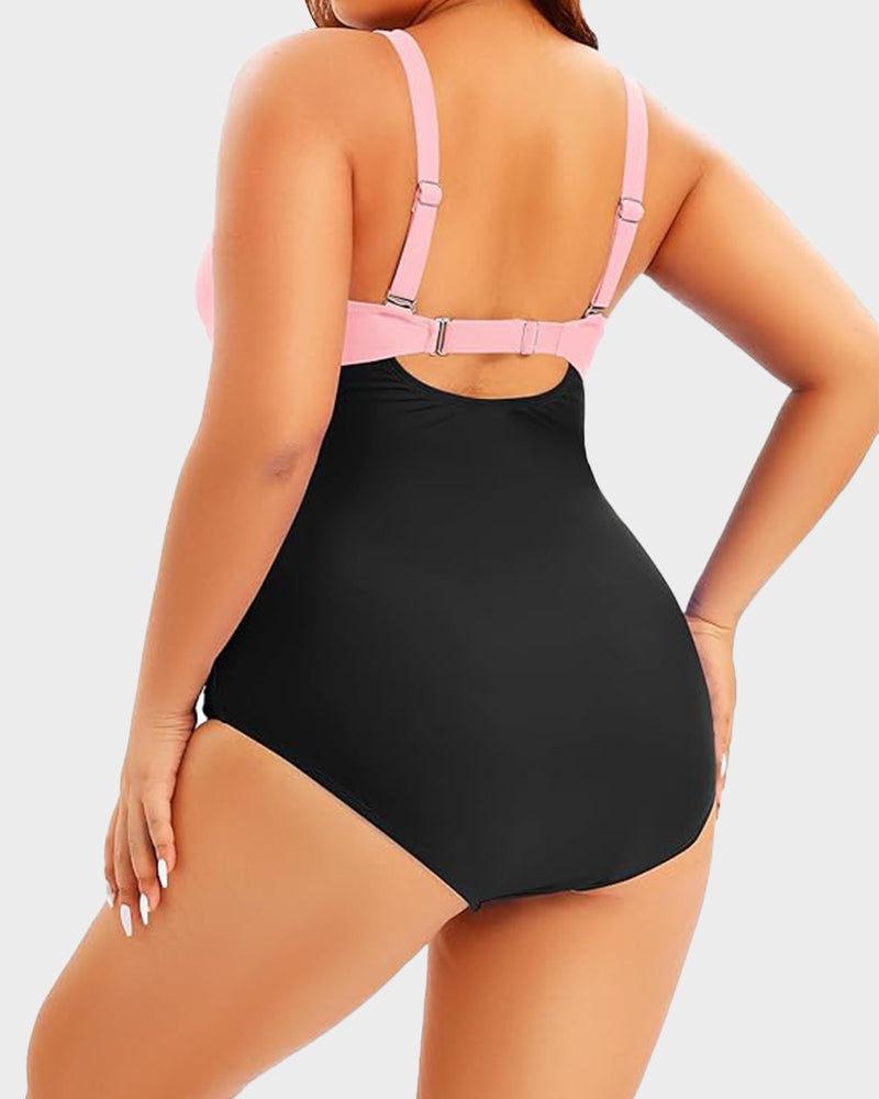 Plus Size Tummy Control One-Piece Swimsuit