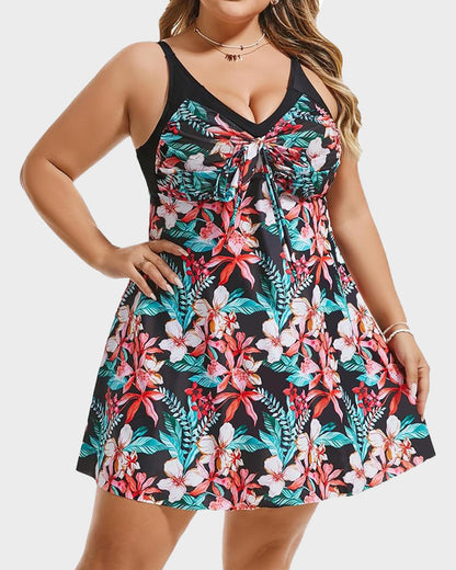 Flattering Plus Size Tummy Control Swimdress Set