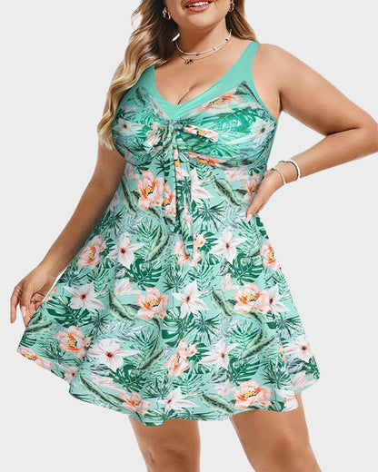 Flattering Plus Size Tummy Control Swimdress Set