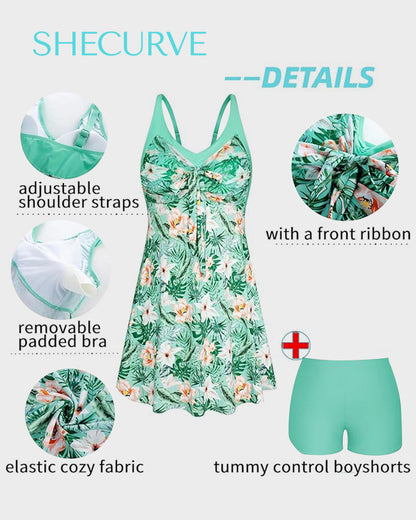 Flattering Plus Size Tummy Control Swimdress Set