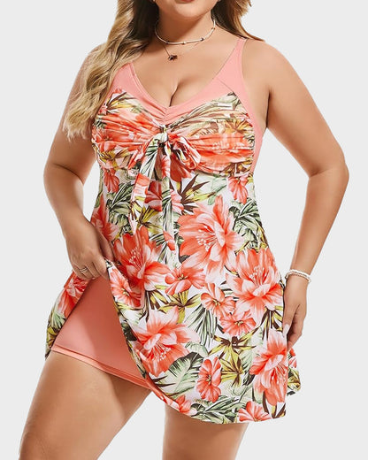 Flattering Plus Size Tummy Control Swimdress Set
