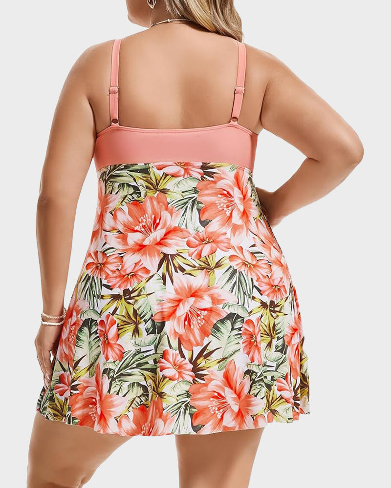 Flattering Plus Size Tummy Control Swimdress Set