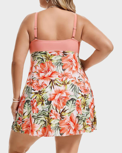Flattering Plus Size Tummy Control Swimdress Set