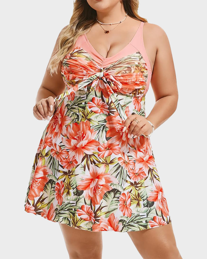 Flattering Plus Size Tummy Control Swimdress Set