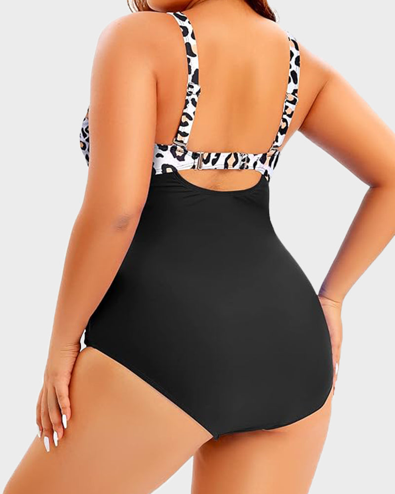Plus Size Tummy Control One-Piece Swimsuit
