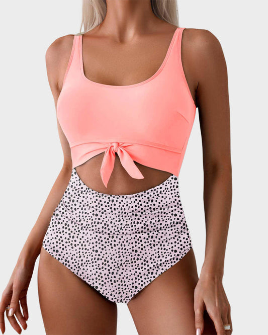 Ruched Tie-Knot One-Piece Swimsuit