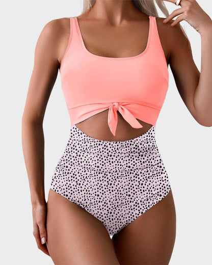 Ruched Tie-Knot One-Piece Swimsuit