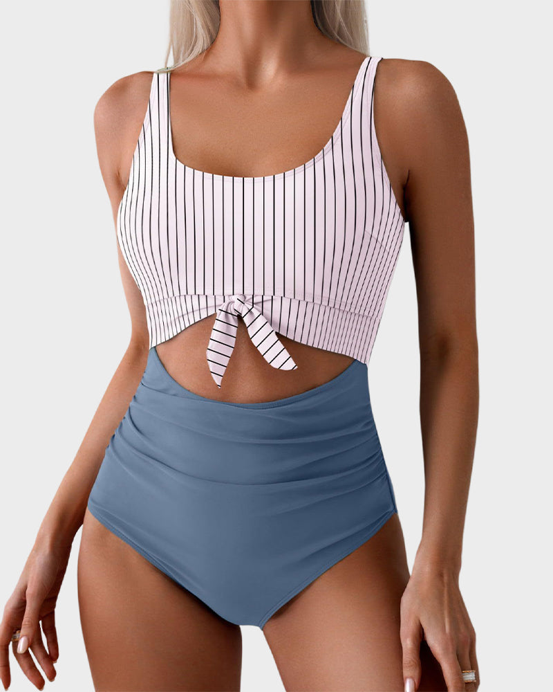 Ruched Tie-Knot One-Piece Swimsuit