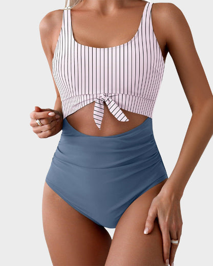 Ruched Tie-Knot One-Piece Swimsuit