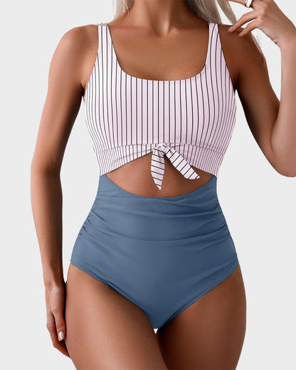 Ruched Tie-Knot One-Piece Swimsuit