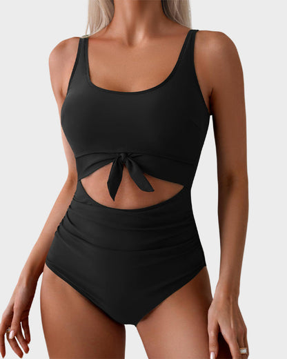 Ruched Tie-Knot One-Piece Swimsuit