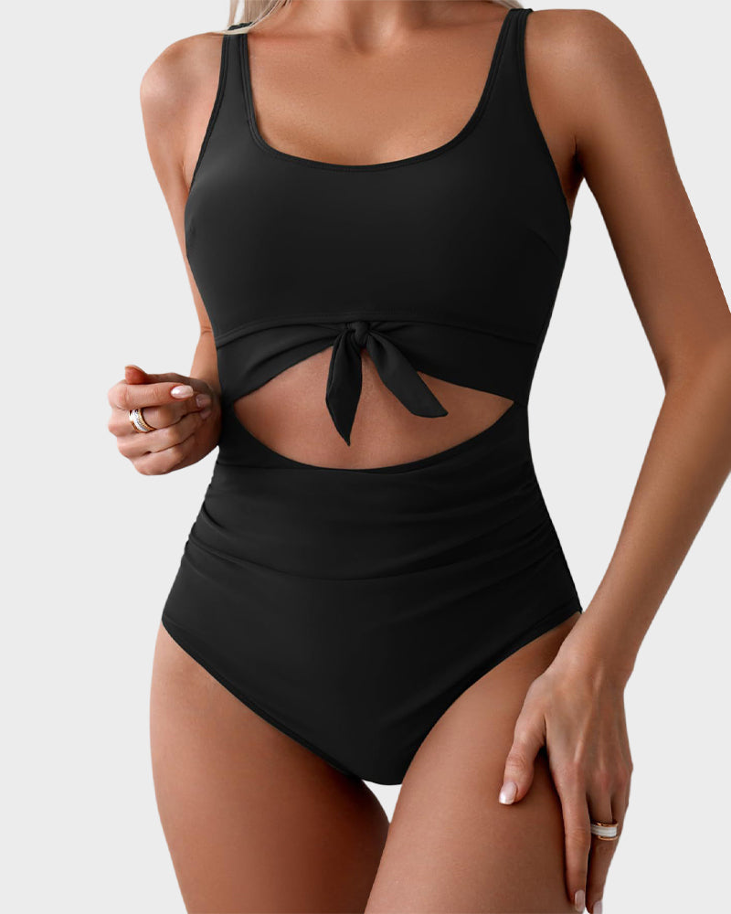 Ruched Tie-Knot One-Piece Swimsuit
